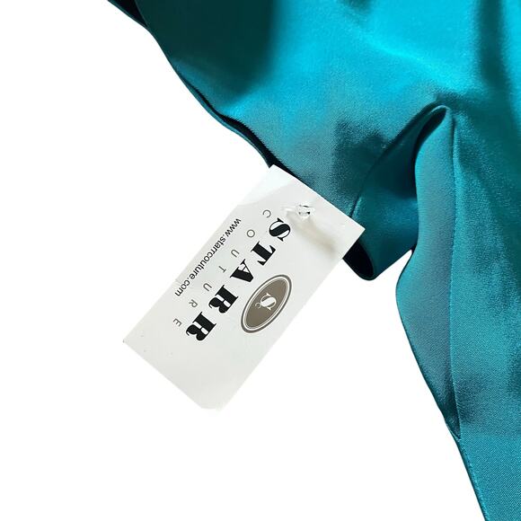 Mark Heister‎ Women's M Blouse 100% Silk Business Casual Office Blue Turquoise - Picture 3 of 8